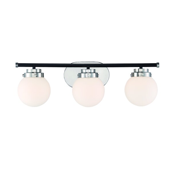 Designers Fountain Elle 24in 3-Light Polished Nickel Retro Modern Indoor Vanity Light with Frosted Glass Shades D232M-3B-PN - main